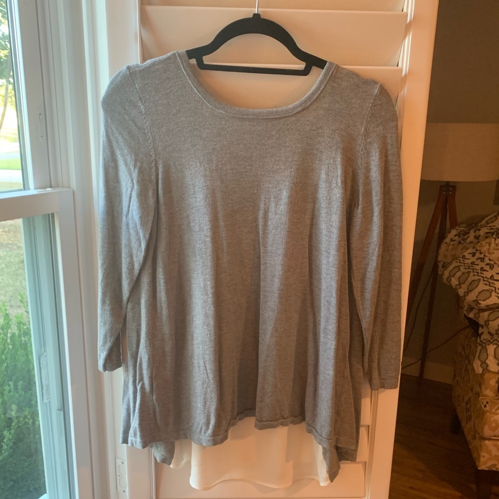 Loft mixed media 3/4 sleeve sweater